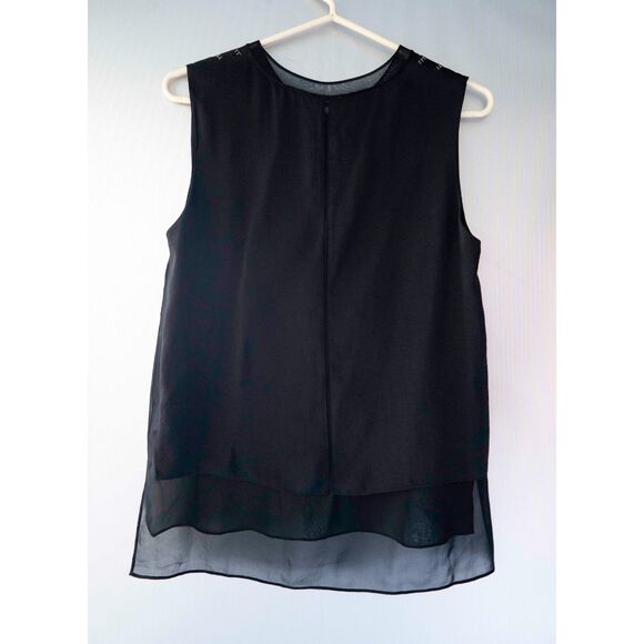 Vince 100% Silk Sleeveless Black Stitch Tank Top Blouse Luxury Basics sz S - Picture 3 of 12